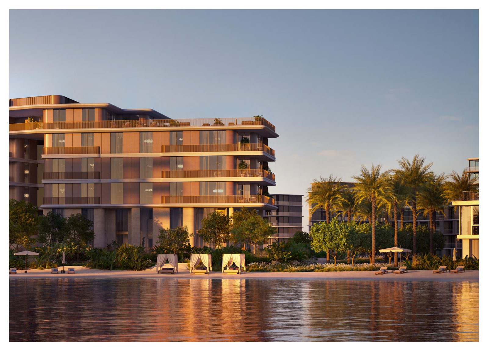 Palm Central Private Residences at sunset